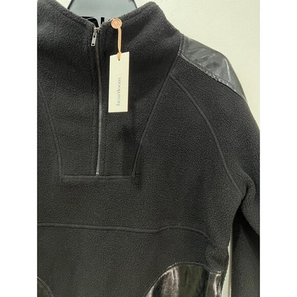 NWT Heartloom Size XS Quarter Zip Fleece Pullover Sweatshirt Faux Leather MSRP $ - Picture 5 of 9